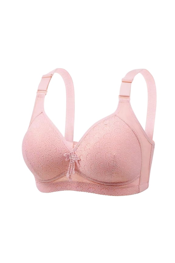 Solid Color Full Cup Bra Large Size No Underwire Side Breast Support Everyday Wear #Pink,XXL