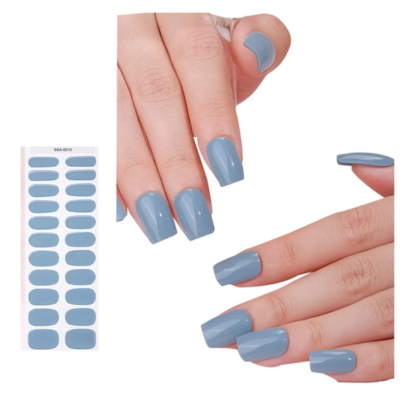 Solid Color Gel Nails Stickers Nails Polish Strips Manicures Stickers Full Nails Wraps Semi Cured Gel Nails Strips