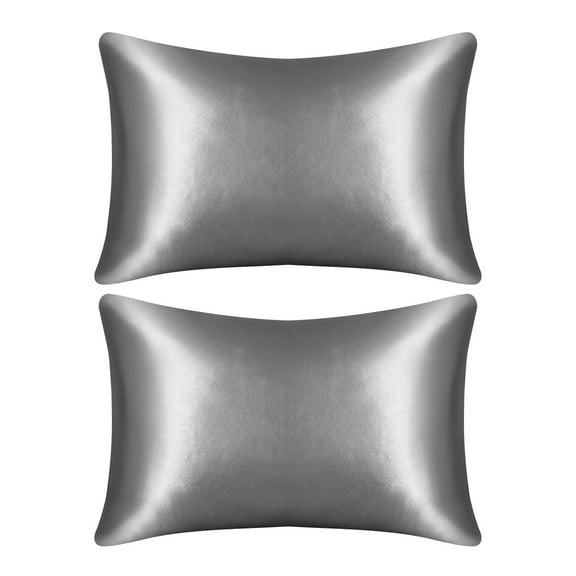 Solid Color Gray Silk Pillowcase Pair - Dacron Material, Envelope Design, Soft Durable, All-Season Use, Suitable for Bedroom/Guest Room/Sofa, Easy to Wash