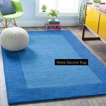 Solid Color Hand-Tufted Rug with Border – 6x9 – Modern Navy Blue Rug For Any Room