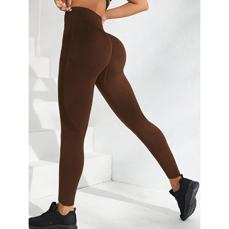 Solid Color High Waist Sports Leggings Butt Lifting Elastic Quick Drying Running Tight Pants Women s Activewear Walmart