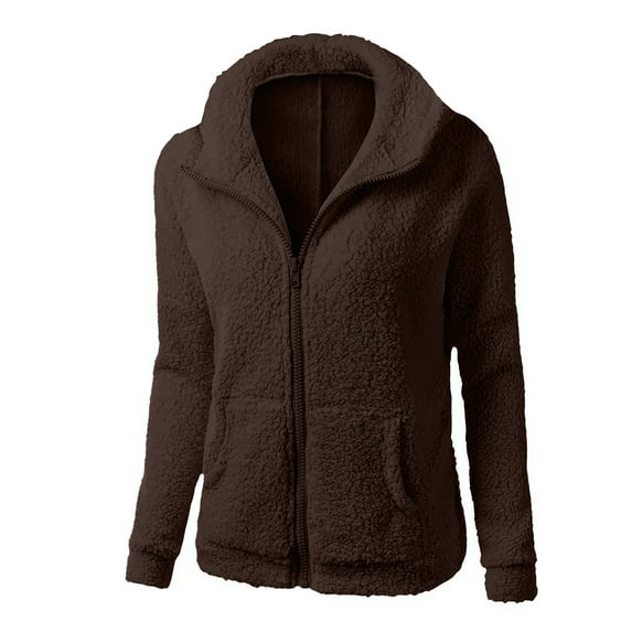 Solid Color Hoodie for Women Zip Up Fleece Jacket Winter Thermal Sweater Outwear with Pockets Long Sleeve Coat (M, Army Green)