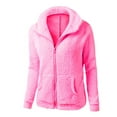 thumbnail image 1 of Solid Color Hoodie for Women Zip Up Fleece Jacket Winter Thermal Sweater Outwear with Pockets Long Sleeve Coat (M, Hot Pink), 1 of 2