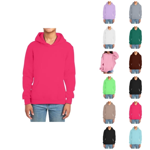 Solid Color Kids Hooded Sweatshirt Long Sleeve Pullover Outerwear Cozy Lined Casual Hoodie Soft Comfort Top Suitable for Toddler and Children Daily Leisure and Outdoor Occasions