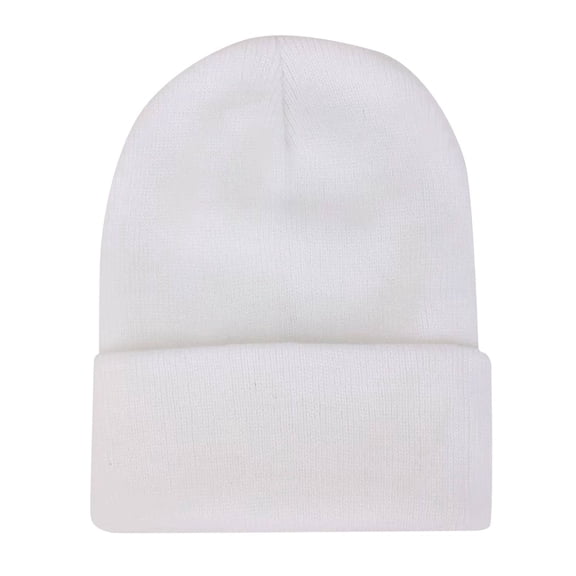 Solid Color Knit Beanie, Stretchable Winter Cap, Unisex Acrylic Stocking Hat, All-Season Beanie, Outdoor Sports Cap, Casual Everyday Beanie, Soft Stretch Knit Hat - White