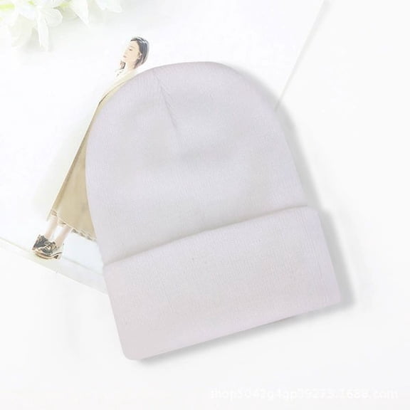 Solid Color Knit Beanie, Stretchable Winter Cap, Unisex Acrylic Stocking Hat, All-Season Beanie, Outdoor Sports Cap, Casual Everyday Beanie, Soft Stretch Knit Hat - White