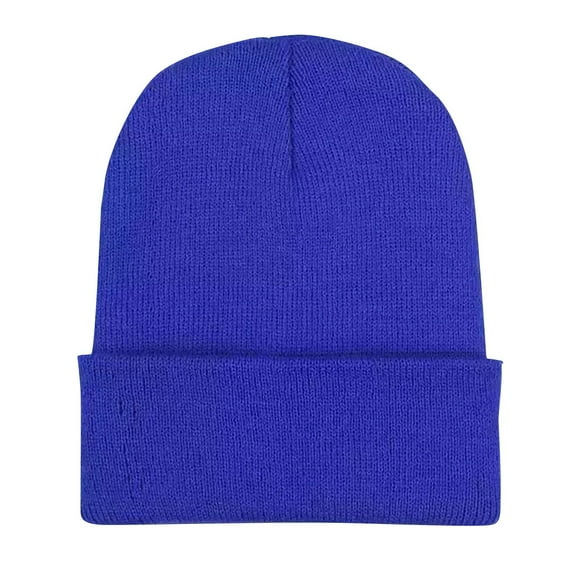 Solid Color Knit Beanie, Stretchable Winter Cap, Unisex Acrylic Stocking Hat, All-Season Beanie, Outdoor Sports Cap, Casual Everyday Beanie, Soft Stretch Knit Hat - Blue