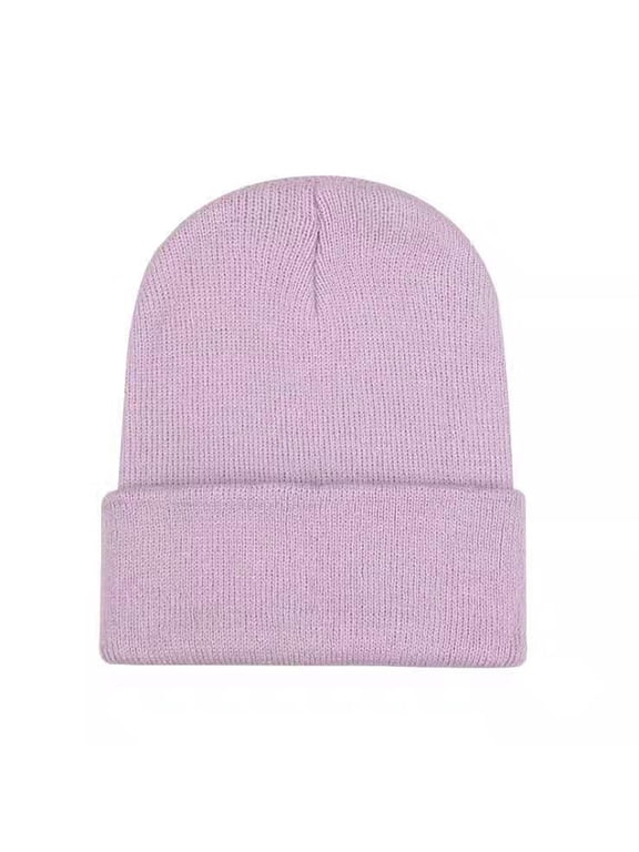 Solid Color Knit Beanie, Stretchable Winter Cap, Unisex Acrylic Stocking Hat, All-Season Beanie, Outdoor Sports Cap, Casual Everyday Beanie, Soft Stretch Knit Hat - Light Violet