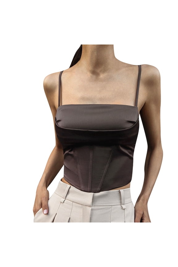 Solid Color Knit Waist Strap Vest For Sexy Girl Halter Top Street Wear Casual Clothing