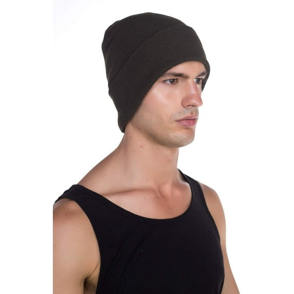 Solid Color Knitted Beanie Hat for Men Women - Unisex Cuffed Plain Skull Knit Hat Cap