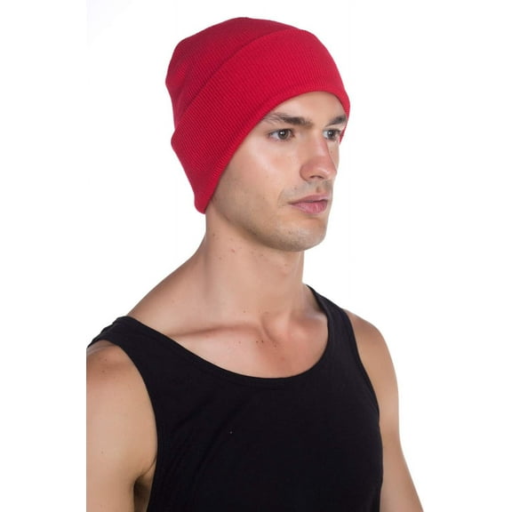 Solid Color Knitted Beanie Hat for Men Women - Unisex Cuffed Plain Skull Knit Hat Cap