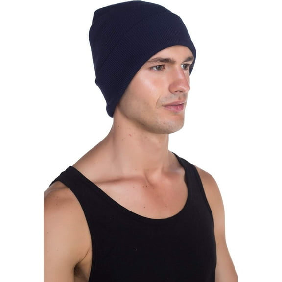 Solid Color Knitted Beanie Hat for Men Women - Unisex Cuffed Plain Skull Knit Hat Cap