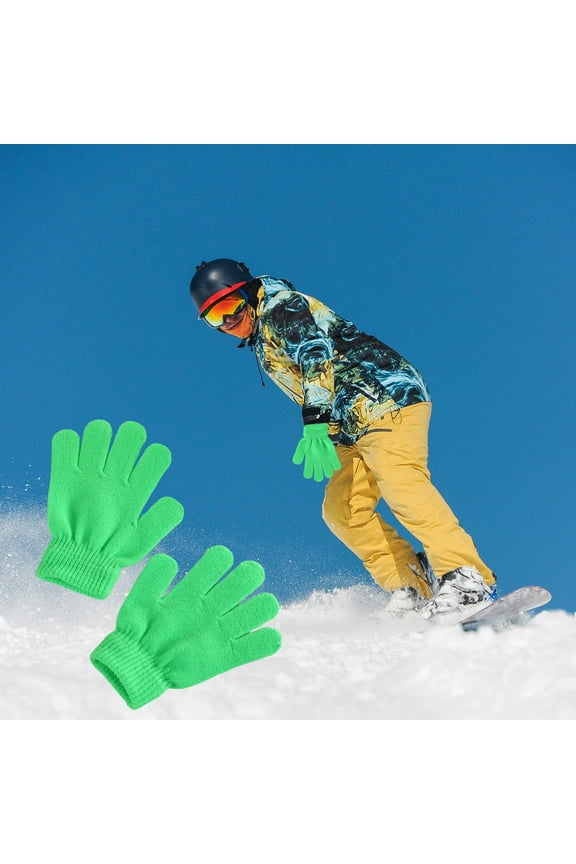 Solid Color Knitted Split Finger Gloves for Kids Winter Warmth and Play