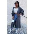 thumbnail image 1 of Solid Color Knitwear Pocket Cardigan Mid-length Sweater Women's Coat, 1 of 10