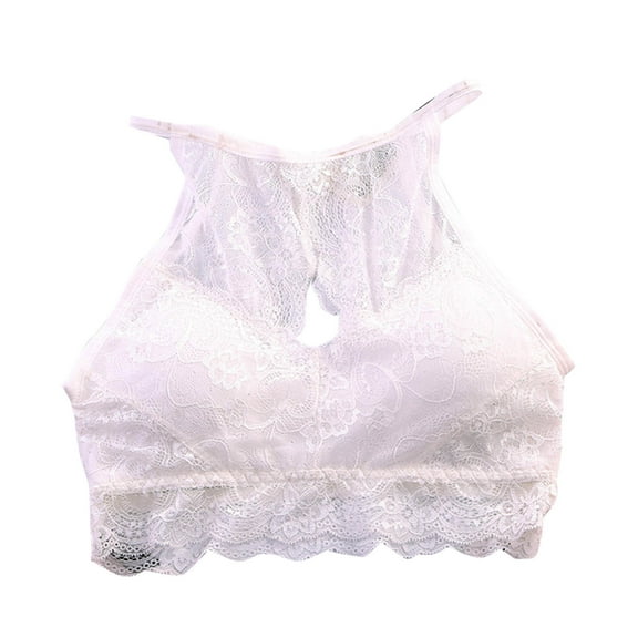 Solid Color Lace Bra Camisole Women's Integrated Daily Wear Comfort Stretch Adjustable Lingerie All Season Fashion #White,Free Size