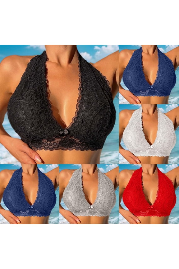 Solid Color Lace Wireless Bra for Women with Bow Detail, Soft Cotton Padding for Everyday Comfort and Style, Gathered Design Black,L