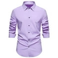 thumbnail image 1 of Solid Color Lapel Shirts for Men Long Sleeve Slim Button Blouse Trendy Classic Casual Tops, 1 of 3