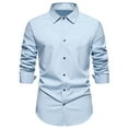 thumbnail image 1 of Solid Color Lapel Shirts for Men Long Sleeve Slim Button Blouse Trendy Classic Casual Tops, 1 of 3