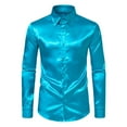 thumbnail image 1 of Solid Color Lapel Shirts for Men Long Sleeve Slim Button Blouse Trendy Classic Casual Tops, 1 of 3