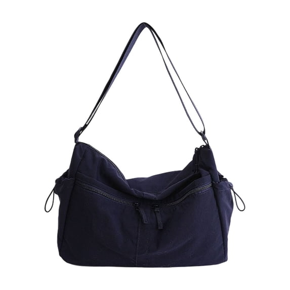 Solid Color Large Capacity Crossbody Bag, Multi-Pocket Commute Shoulder Bag, Lightweight Nylon Women Purse, Casual Fashion Organizer, Holiday Utility Gift