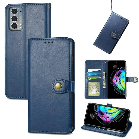 Solid Color Leather Buckle Phone Case For Motorola Edge 20