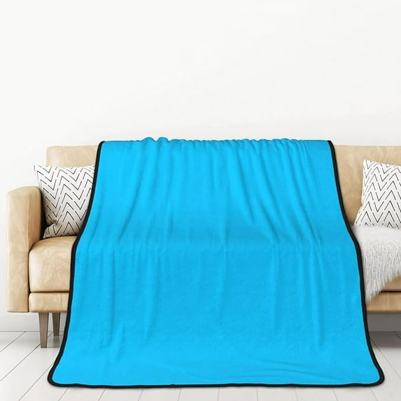 Solid Color Light Blue Anti-Pilling Flannel Blanket, Thick And Warm Couch Blanket For All Seasons, Cozy And Plush 50" x 60"