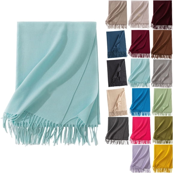 Solid Color Lightweight Women Fleece Feel Scarf Soft Warm Winter Scarf for Cold Weather Blanket Scarves Pashmina Shawl Wrap Winter Accessories for Women Thin Comfortable Neck Scarves
