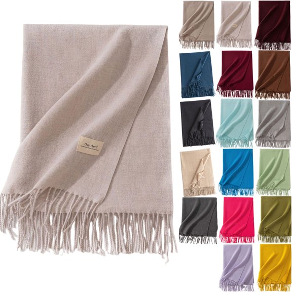 Solid Color Lightweight Women Fleece Feel Scarf Soft Warm Winter Scarf for Cold Weather Blanket Scarves Pashmina Shawl Wrap Winter Accessories for Women Thin Comfortable Neck Scarves