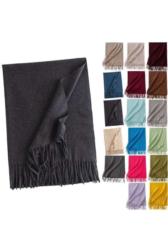 Solid Color Lightweight Women Fleece Feel Scarf Soft Warm Winter Scarf for Cold Weather Blanket Scarves Pashmina Shawl Wrap Winter Accessories for Women Thin Comfortable Neck Scarves