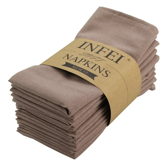Solid Color Linen Cotton Thin Dinner Cloth Napkins Set of 12 (40 x 40 cm) for Events & Home Use