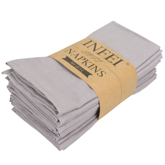 Solid Color Linen Cotton Thin Dinner Cloth Napkins Set of 12 (40 x 40 cm) for Events & Home Use