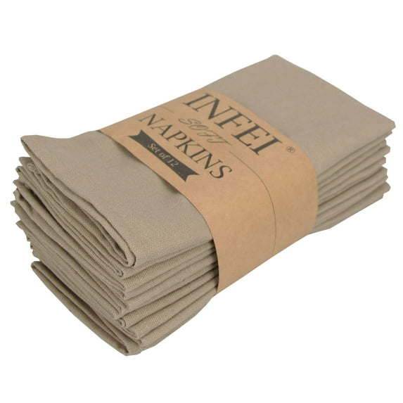 Solid Color Linen Cotton Thin Dinner Cloth Napkins Set of 12 (40 x 40 cm) for Events & Home Use