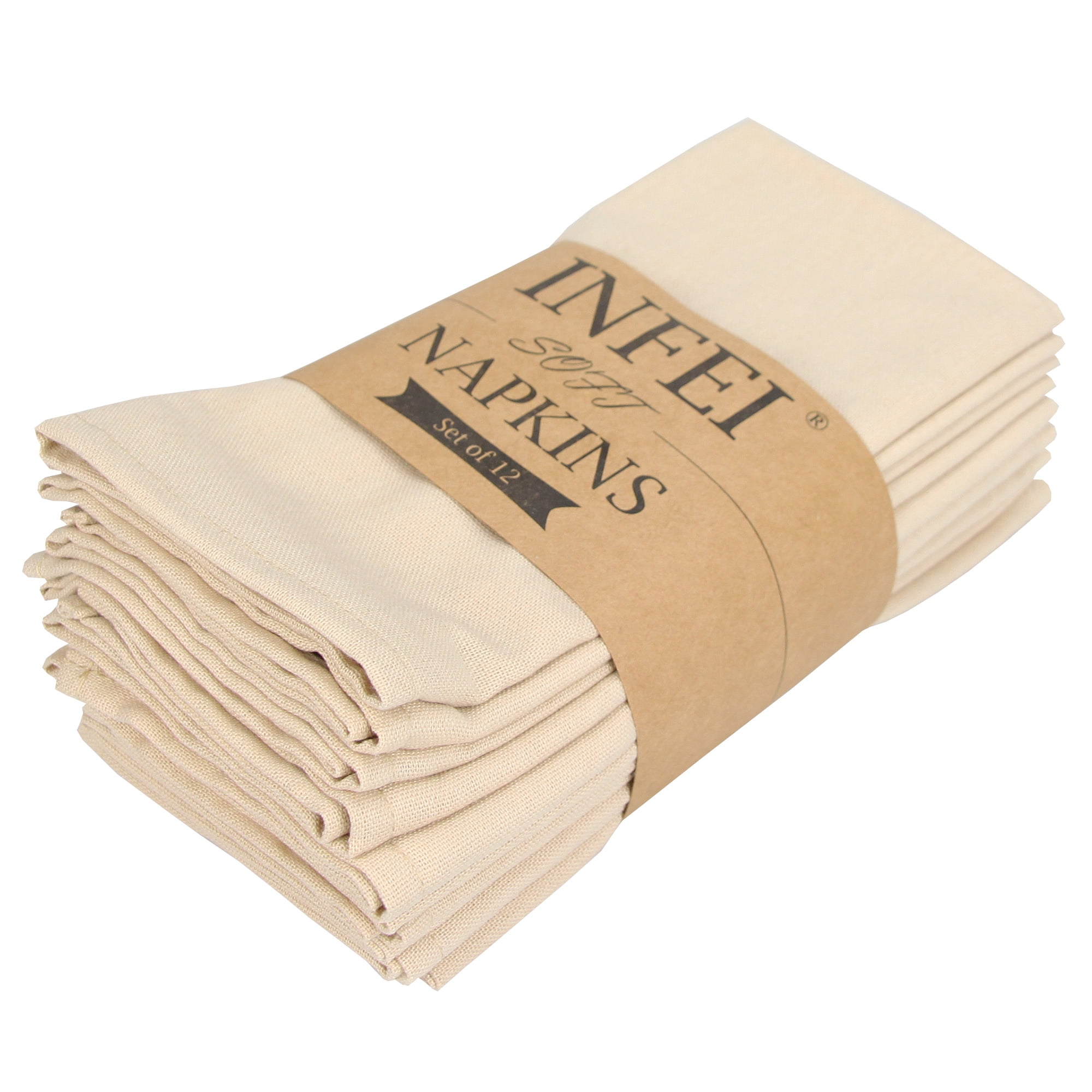 Coffee Cotton Linen Blended Dinner Napkins Set of 12