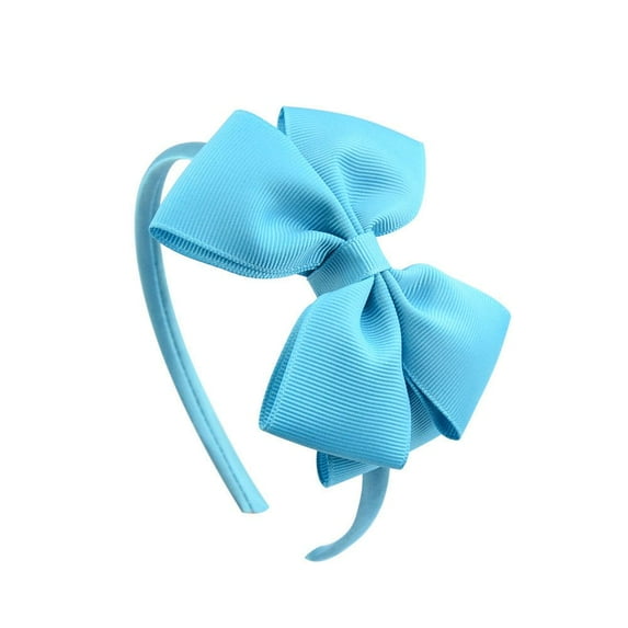Solid Color Little Girls Boutique Tiara Headwear Hair Hoop Ribbon Headbands Bow Hairband Kids Hair Accessories SKY BLUE