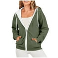 thumbnail image 1 of Solid Color Long Sleeve Hoodies for Women Drawstring Zipper Coat with Pockets 2024 Fashion Casual Sweatshirt Tops, 1 of 7