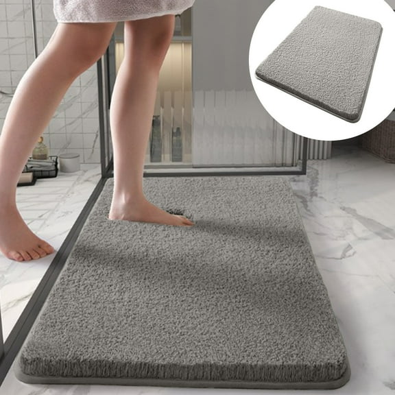 Solid Color Long Velvet Carpet Super Absorbent Thick Plush Against Slip Floor Mat Home Bathroom Foot Mat, Usupdd 2025 Solid Color Long Velvet Carpet