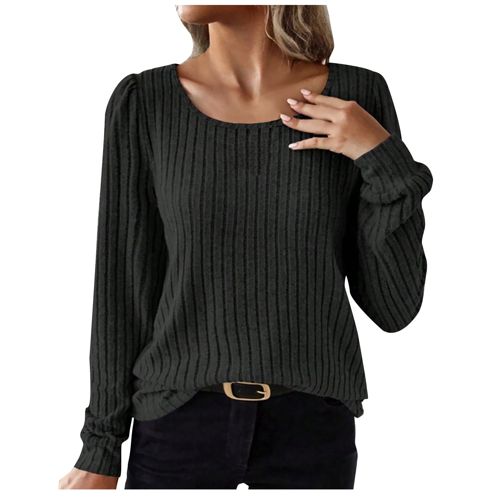 Casual Sweatshirt Wide Neck Womens Sweatshirts Solid Color Loose
