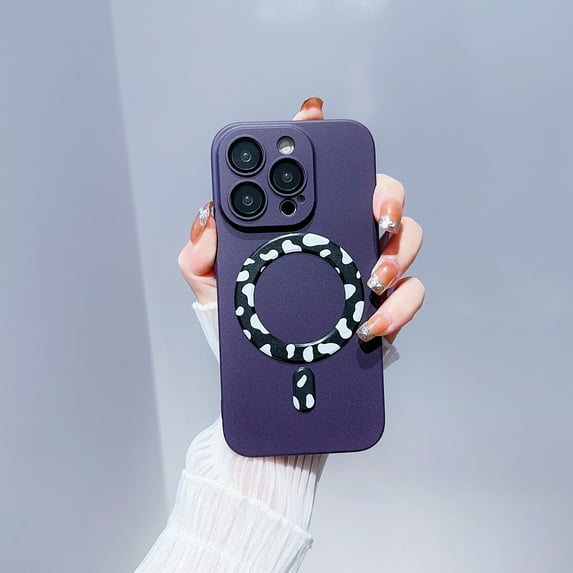 Solid Color Matte Magnetic Hard Covers for iPhone 15 14 13 12 11 Pro Max Plus Lens Protection Full Coverage Magsafe Phone Cases (PURPLE,For iPhone 13)