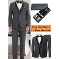 thumbnail image 1 of Solid Color Men'S 4pcs Suit Set with Shawl Collar, Single Button Jacket with Flap Pockets, Vest Black Strap Clips Pleated Trousers, Classic and Elegant Design, Perfect for Weddings Business Proms, 1 of 8