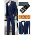 thumbnail image 1 of Solid Color Men'S 4pcs Suit Set with Shawl Collar, Single Button Jacket with Flap Pockets, Vest Black Strap Clips Pleated Trousers, Classic and Elegant Design, Perfect for Weddings Business Proms, 1 of 8