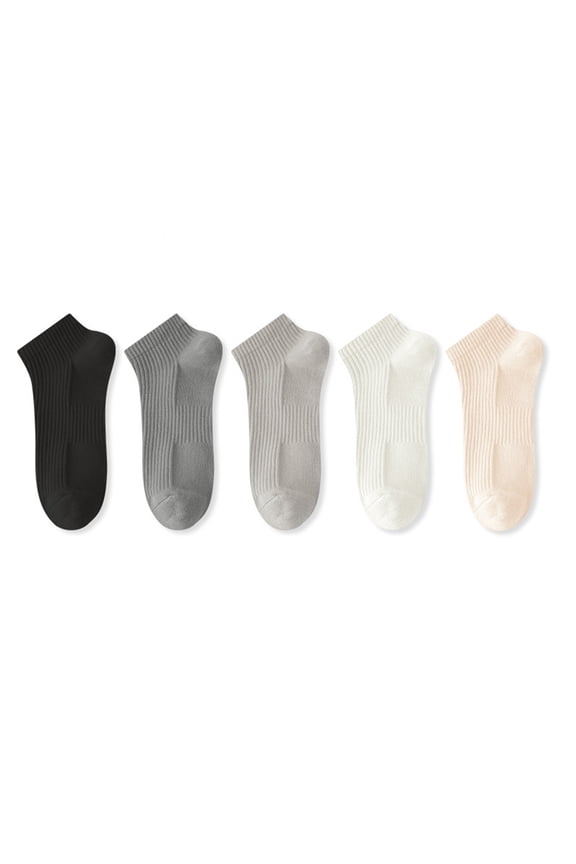 Solid Color Men's Socks , , Vertical Stripe Socks , Breathable Cotton Socks , Size One Size , 5 Pairs