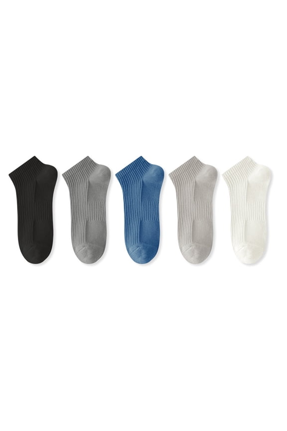 Solid Color Men's Socks , , Vertical Stripe Socks , Breathable Cotton Socks , Size One Size , 5 Pairs