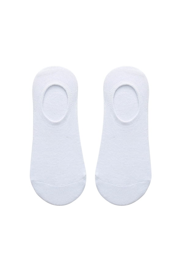 Solid Color Men's Stealth Socks, Cotton Non-Silicone Breathable Socks for Daily Wear, Pack of 10, White