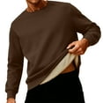 thumbnail image 1 of Solid Color Men's Winter Fleece-Lined Crewneck Sweatshirt | Oversized Warm Thick Solid Color For Casual & Daily Wear,Coffee,S, 1 of 7