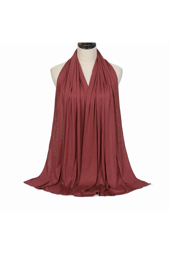 Solid Color Mercerized Cotton Head Scarf, 170x60cm Jersey Hijab Wrap,170*60cm,38
