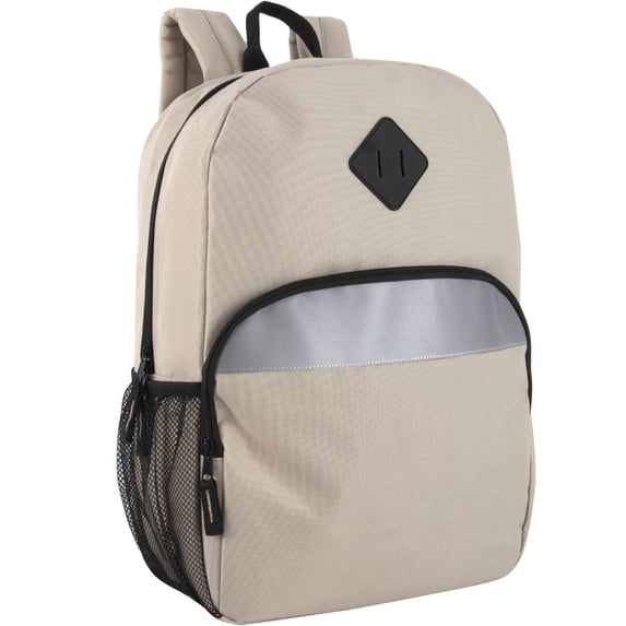 Trailmaker 17" Backpack – Reflective School Backpack with Padded Straps, Water Bottle Pockets for Kids & Adults, School Travel Camp (Khaki)