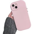 thumbnail image 1 of Solid Color Metal Button Simple Classic Soft Silicone Case Compatible with iPhone Case (iPhone 12 Pro,Pink), 1 of 9