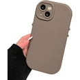 thumbnail image 1 of Solid Color Metal Button Simple Classic Soft Silicone Case Compatible with iPhone Case (iPhone 14 Pro,Brown), 1 of 8