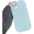 thumbnail image 1 of Solid Color Metal Button Simple Classic Soft Silicone Case Compatible with iPhone Case (iPhone 14 Pro Max,Blue), 1 of 9