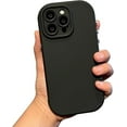 thumbnail image 1 of Solid Color Metal Button Simple Classic Soft Silicone Case Compatible with iPhone Case (iPhone 15 Plus,Black), 1 of 9